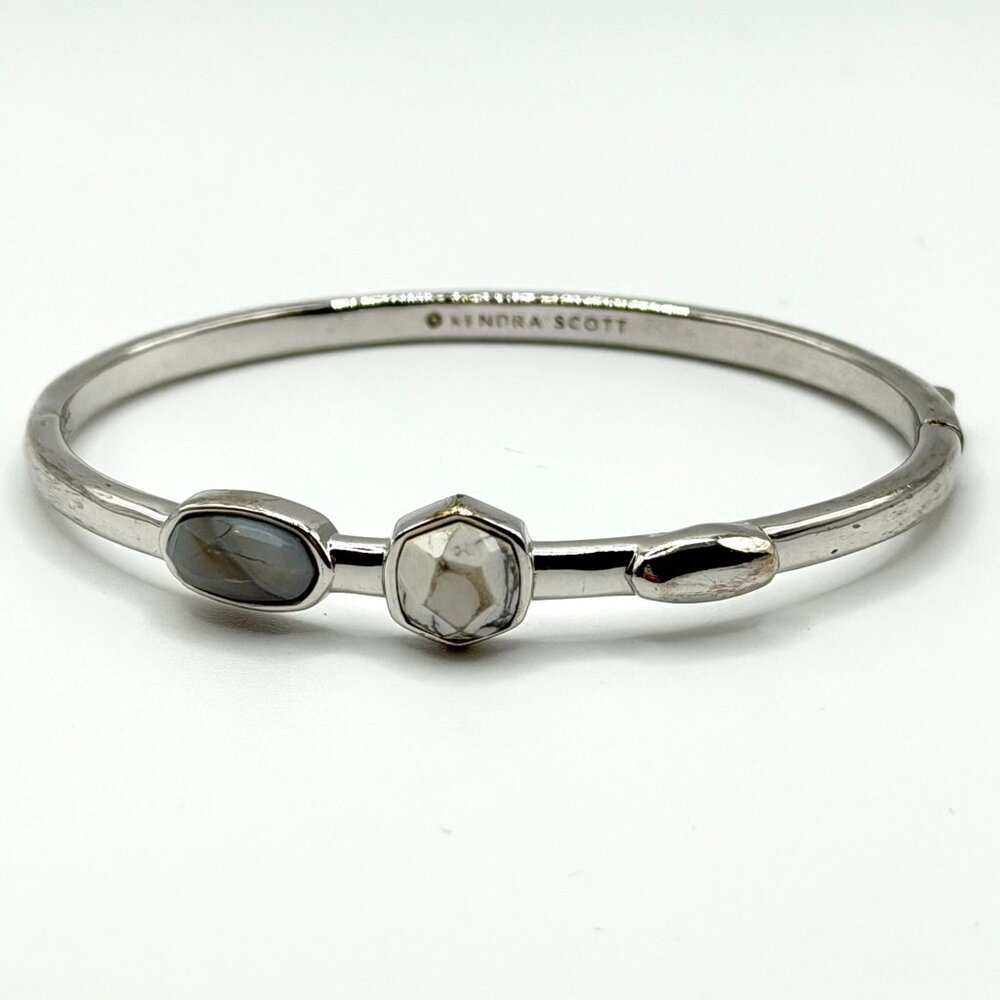 Kendra Scott Silver Multi Stone Hinged Bangle Bracelet